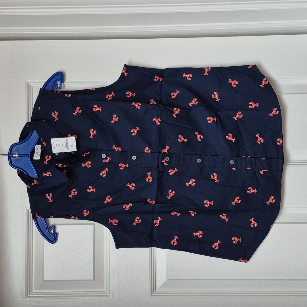 J.Crew Cotton Sleeveless Shirt with Lobster Print, Size Medium, New W Tags